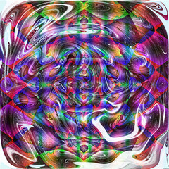 Abstract collage using colour and shape acting on the imagination. 