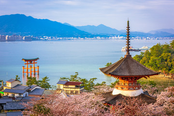 Miyajima Island, Hiroshima, Japan in Spring