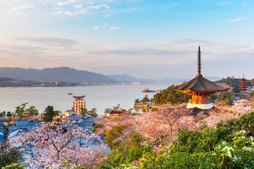 Miyajima Island, Hiroshima, Japan in Spring