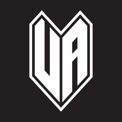 UA Logo monogram with emblem line style isolated on black background