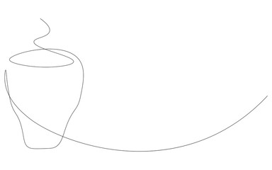 Cup of coffee line drawing concept vector illustration