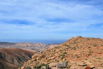 Picturesque landscape of the south-western part of Fuerteventura. Fuerteventura mountains. Wild areas of Fuerteventura, Canary Islands, Spain, Europe