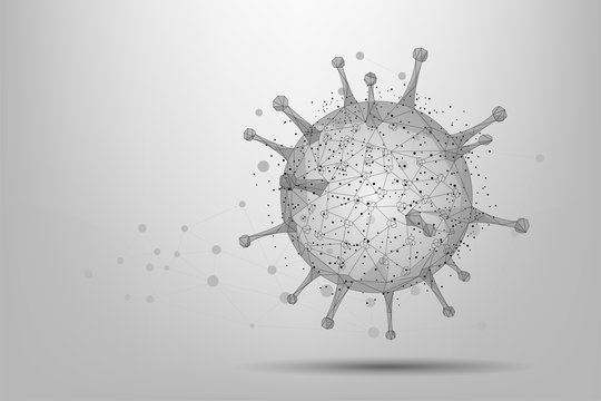 recommend clip art: Abstract line and point Virus cell. Low poly Immunology, new strain epidemic, infection pathogen concept illustration. Abstract polygonal image.