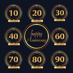 Vector set of anniversary symbols. Anniversary logo's collection.