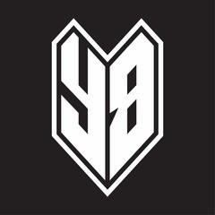 YB Logo monogram with emblem line style isolated on black background