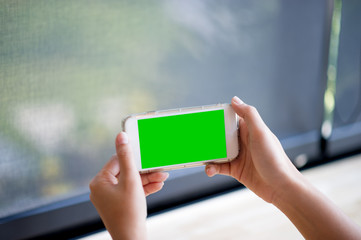 Hands and phones, online communication Online business Concept of using technology