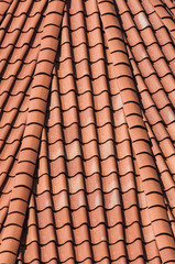Close-up of red roof tiles