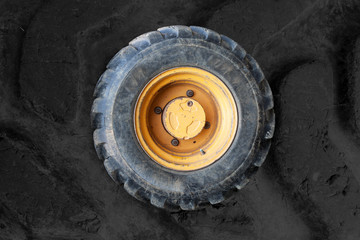 Old Tractor wheel isolated on background