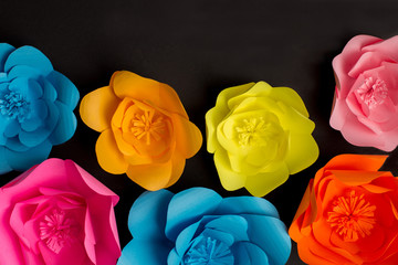 black background with colorful flowers