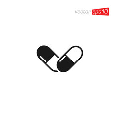 Pill Capsule Medicine Icon Design Vector