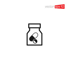 Pill Capsule Medicine Icon Design Vector