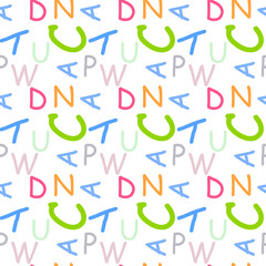 Fototapeta premium Seamless pattern with alphabet letters.Gift wrapping paper. Bed sheets and interior. School and learning theme.