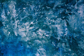 Beautiful Abstract Grunge Decorative Navy Blue Dark Stucco Wall Background. Art Rough Stylized Texture Banner With Space For Text