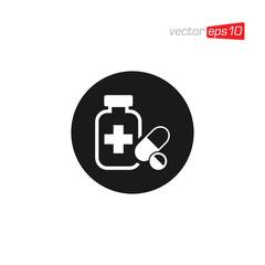 Pill Capsule Medicine Icon Design Vector