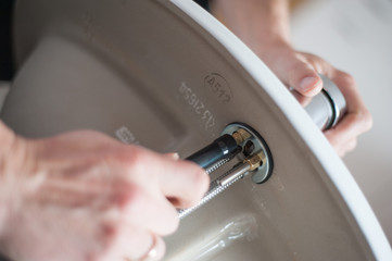 installation of sink in the bathroom,