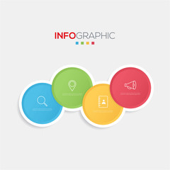 Business data visualization. Infographic element with icons and options or steps. Can be used for process, presentation, diagram, workflow layout, info graph, web design. Vector business template.