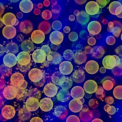 Bokeh colorful blurred background, bright blue neon.