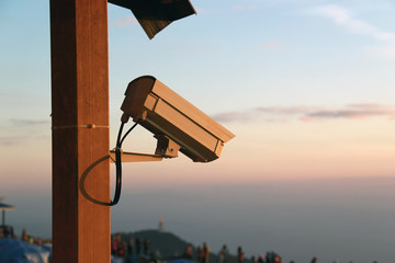 security camera on wall