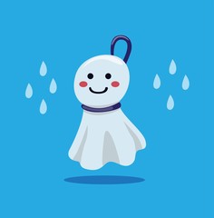 Teru teru bozu - Japanese traditional rain doll symbol icon cartoon flat illustration editable vector