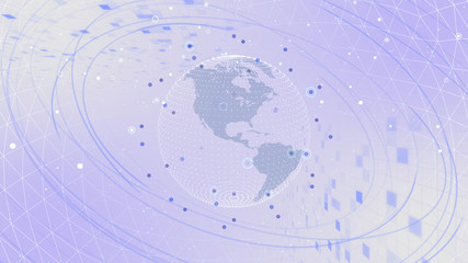 Earth on Digital Network space 3D illustration background U.S.A North America