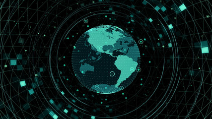 Obraz premium Earth on Digital Network space 3D illustration background U.S.A North America