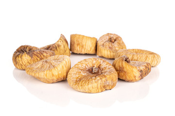 Lot of whole dried fig circle isolated on white background
