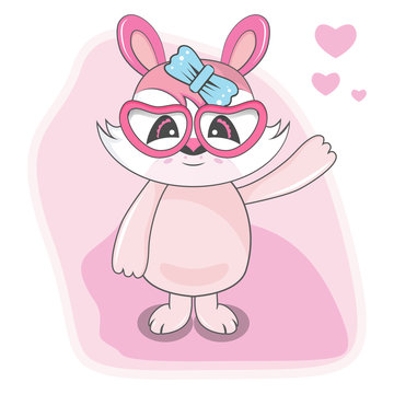 Vector Illustration of cute cartoon bunny girl design background