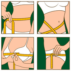 Set of icons of slender women