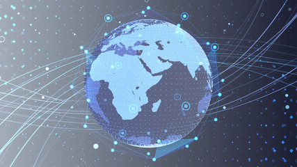 Naklejka premium Earth on Digital Network space 3D illustration background Middle East