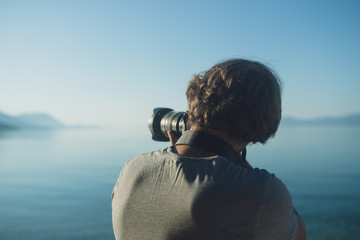 Professional photographer making landscape photography