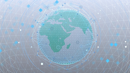 Obraz premium Earth on Digital Network space 3D illustration background Middle East