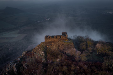 Naklejka premium Kostalov is a ruin of a donjon type castle from the 14th century about 2 km north of Trebenice. The castle is mainly associated with the Chapel of Sulevice. It has been protected as a cultural monumet