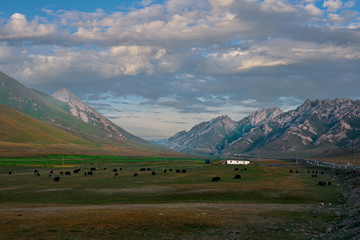 Kyrgyzstan. The Eastern section of the Pamir highway near the border with Tajikistan.