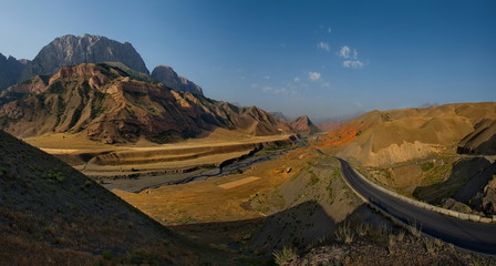 Kyrgyzstan. The Eastern section of the Pamir highway near the border with Tajikistan.