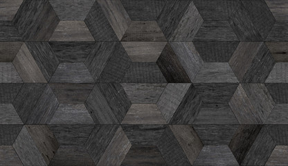 Seamless weathered wooden wall with hexagonal pattern made of barn boards.. - 321069575