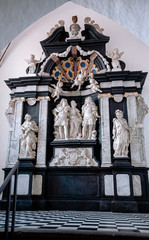 Interior and exterior decoration of Aarhus Cathedral in Denmark