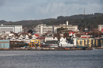 Fototapeta na wymiar Bergen, Norway. Cargo port landscape