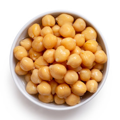 Cooked chick peas in a bowl.