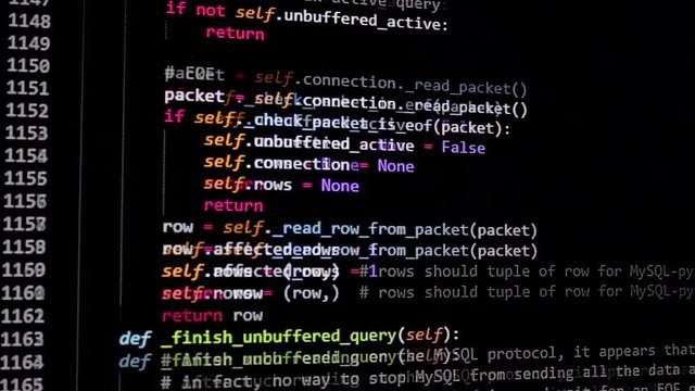 developer software source code screen. programming code. writing script. programmer editing code background