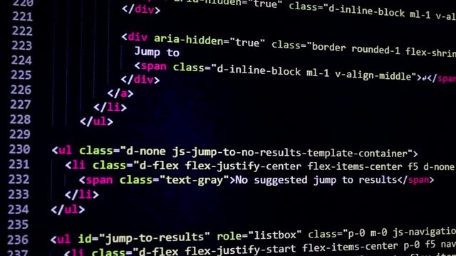 developer software source code screen. programming code. writing script. programmer editing code background