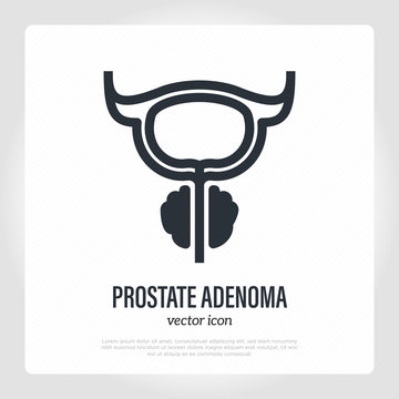 Prostate adenoma. Benign prostatic hyperplasia. Thin line icon. Healthcare and medical vector illustration.
