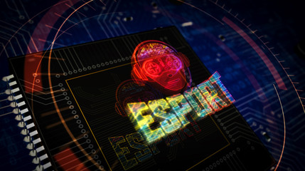 Esport cyber games with gamer symbol futuristic sketch © Skórzewiak