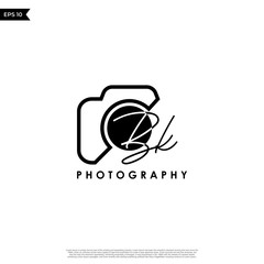 Initial Letter BK with camera. Logo photography simple luxury vector.