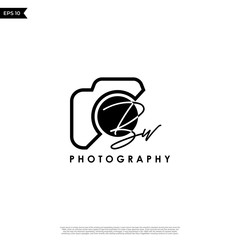Initial Letter BW with camera. Logo photography simple luxury vector.