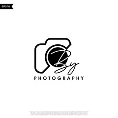 Obraz premium Initial Letter BY with camera. Logo photography simple luxury vector.