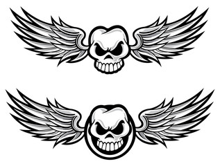 Winged skull tattoo crest