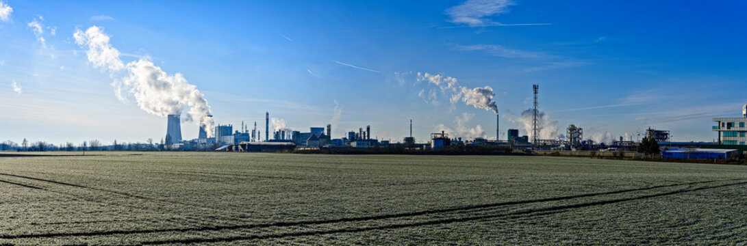The Leuna plant in Leuna in Saxony-Anhalt in winter in Germany