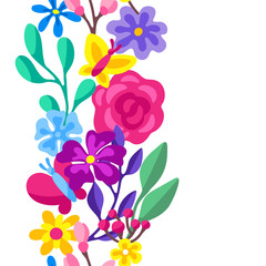Seamless pattern with spring flowers. Beautiful decorative natural plants.