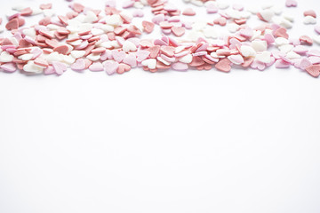 Sweet hearts on a white background, with space for text. Valentine's Day. Love concept.