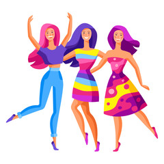 Illustration of three dancing girls.